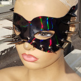 Holographic Reflective Black Spike Mask Rainbow EDM Dust Mask Burning Man Festival Rave Face Mask