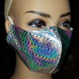 Black Holographic Rainbow Mermaid Dust Mask Mouth Mask Burning Man Festival Rave Mask Halloween Costume