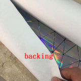 Geometric Iridescent holographic PU mirror leather fabric material for handbag,DIY,body harness,appearl,costume