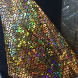 holographic circle Print PU mirror leather fabric material for handbag,DIY,body harness,appearl,costume