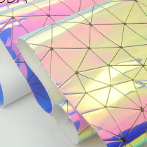 Geometric Iridescent holographic Mirror PU Fux leather fabric material for handbag,DIY,body harness,appearl,costume