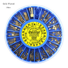 Dental 120Pc Assorted Conical Screw Posts Kits Refills 24K Gold Plated Nordin