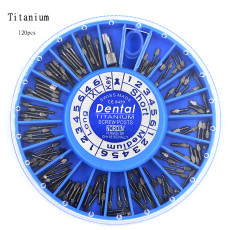120pcs/box Assorted Dental endodontic Pure TITANIUM SCREW POST with tools
