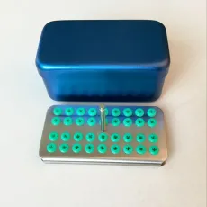 Dental 36 holes Aluminum disinfection box for burs autoclavable blue color