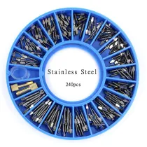 Dental 240Pc/pack Assorted Stainless Steel Conical Screw Posts Kits Refill NEW!