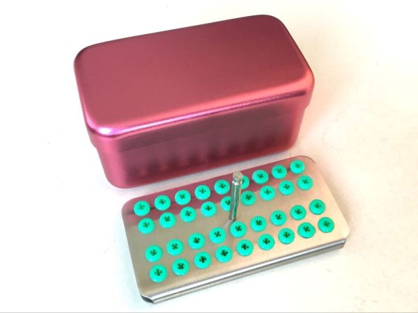 Dental 36 holes Aluminum disinfection box for burs autoclavable Red Silica gel
