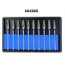 10 PCS Steel Tungsten carbide burs Dental Lab Equipment L045GX For 2.35mm motor
