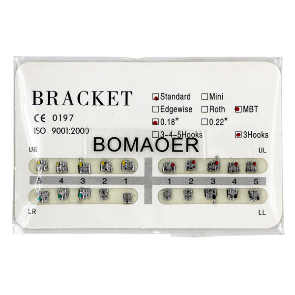 Dental 1 kit Orthodontic Mental Bracket Brace Standard MBT 018 3hooks 20pcs/set