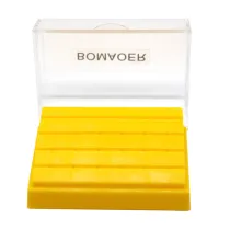 Dental Yellow Color 24 Holes Plastic Bur Holder Burs Block Case Box