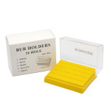Dental Yellow Color 24 Holes Plastic Bur Holder Burs Block Case Box