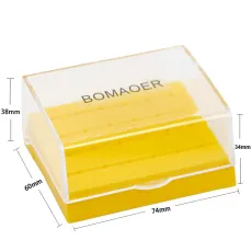 Dental Yellow Color 24 Holes Plastic Bur Holder Burs Block Case Box
