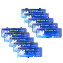 10 kits Dental orthodontic mesh base ceramic bracket brace 022 MBT slot 3hook