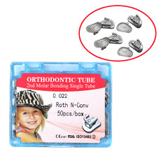 New Dental orthodontic buccal tube 2nd molar Bonding tube 022 Roth 50 set/box