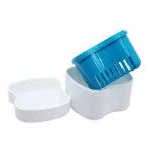 Denture Storage Box Dental False Teeth Case Container Euro style Blackish green