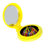 Rainbow Volume Massage Hair Brush Pocket Size Round Hair Brush Comb With Mirror yellow color