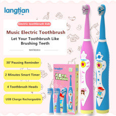 Langtian Child Electric Toothbrush Dental Electric Cleaning Brush Kids Ultrasonic Rechargeable Toothbrush Baby Sonic Toothbrush