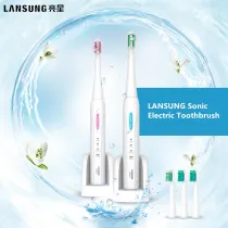 LANSUNG SN901 Ultrasonic Sonic Electric Toothbrush Rechargeable Tooth Brushes With 4 Pcs Replacement Heads 2 Minutes Timer Brush