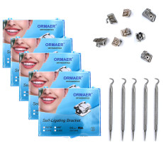 5kits ORMAER Dental orthodontic Self-ligating Brackets roth 022 345 Hooks With tool