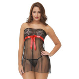 Babydoll Lingerie For Women With G-String Sexy Silky Lace Sleepwear One Size Fit Most