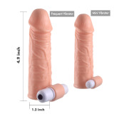 Extender Cock Sleeve With Bullet Vibrator Stretchy Male Penis Enhancer Enlarger Intercourse Stimulator