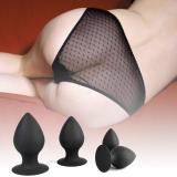 Silicone Butt Plug Anal Sex Toy Unisex Anal Trainer Kit Butt Plug Set (Four-piece Suit) Black