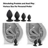 Silicone Butt Plug Anal Sex Toy Unisex Anal Trainer Kit Butt Plug Set (Four-piece Suit) Black