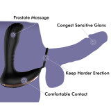 Male Prostate Massager with Penis Ring for Double Eruptive Orgasm Rechargeable Vibrating Anal Toys 7 Powerful Vibration Patterns Wireless Remote for Hands Free Fun