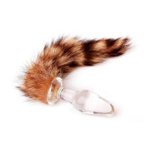 Crystal Anal Plug with Wild Fox Tail Anal Tail Sex Toys Butt Plug Anal Stimulator for Women