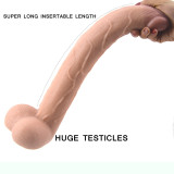 15.55Inch/39.5cm Super Long Realistic Dildo Veined Shaft Anal Plug For Advanced Players
