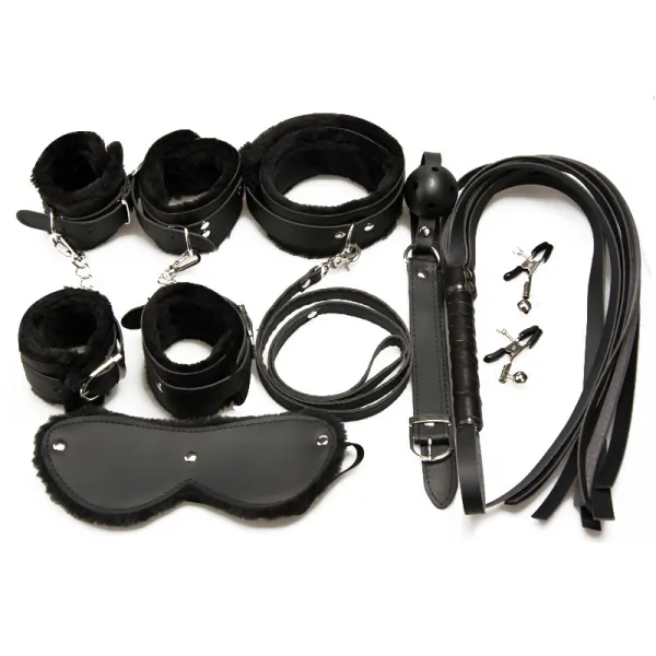 Fetish Bondage Set Restraints Kit For Couple Sex BDSM Cosplay Leather Cuffs for Bed Love Kit