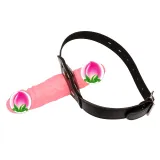 Large Dildo Double Heads Mouth Restraints Bit Gag Ball Bondage Sex Toy For Lesbian