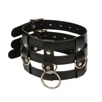 Leather Padded Neck Collar Restraint Chocker Toys Fetish Role Play