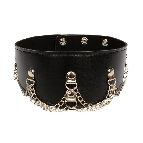 Leather Padded Neck Collar Restraint Chocker Toys Fetish Role Play