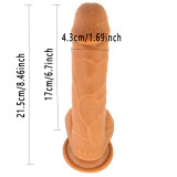 8.5 inch Realistic Silicone Dildo with Suction Cup – Double Layer Lifelike Penis Dong Cock Anal Sex Toys for Women Masturbation