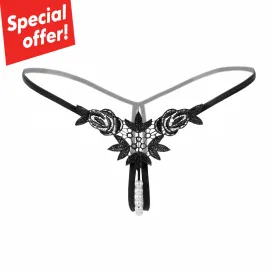 Women's Sexy Thongs See-Through G-String Bikini Stretchy Mesh Crotchless panties Underwear Pearl Lingerie Perfect Gift For Women