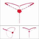 Women's Sexy Pearl Thong Crotchless Floral G-String 4  Styles Pack Bikini Lingerie Gift for Girlfriend