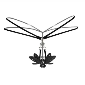 Women's Sexy G-String Thong With Butterfly Pendant Diamond Crotchless Lingerie Underwear