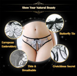 Women's Sexy Floral Embroidery Tanga See Though Crotchless Panties Lace Lingerie Underwear For Ladies Girls