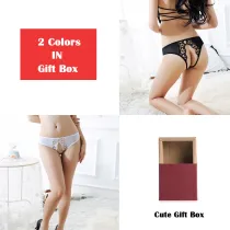 Sexy Floral Mesh Crotchless Panties G-String Thong Lingerie Underwear For Women 2 Colors/Pack
