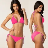 Top Quality Plus Sizes Bikini Swimsuits Tie Side Triangle Bikinis Set Removable Pads Swimming Suit For Women