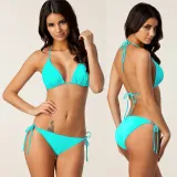 Top Quality Plus Sizes Bikini Swimsuits Tie Side Triangle Bikinis Set Removable Pads Swimming Suit For Women