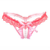 Sexy Massage Pearl G-String Thong Lace T-Back Panties Underwear For Women