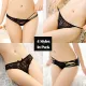 Women's 4 Different Styles Pack Panties Black Collection Sexy Low Rise Mesh Floral G-String Bikini Lingerie