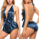 Women's Sexy Silky Halter Open Back Lingerie Deep V Neck Teddy Bodysuit Babydoll Sleepwear