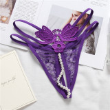 Sexy Massage Pearl G-String Thong Lace T-Back Panties Underwear For Women