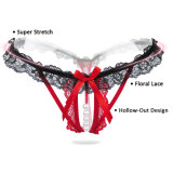 4 Colors Pack Sexy Massage Pearl G-String Thong Lace T-Back Panties Underwear For Women