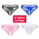Women's 4 Colors Pack Sexy Floral Lace Tanga Crotchless Panties Mesh Lingerie Underwear For Ladies Girls