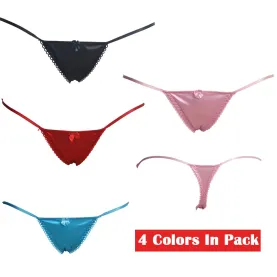 Women's 4 Colors Pack Sexy G-String Bikini Triangle Thong Lingerie Gifts For Women