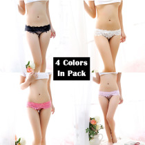 Sexy Lace Underwear 4 Colors Pack Cute Breathable See-Through Floral Panties Perfect Gift For Women