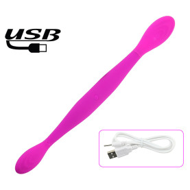 Dual Heads Vibrator USB Charging Bendable Sex Toy For Lesbian Couples
